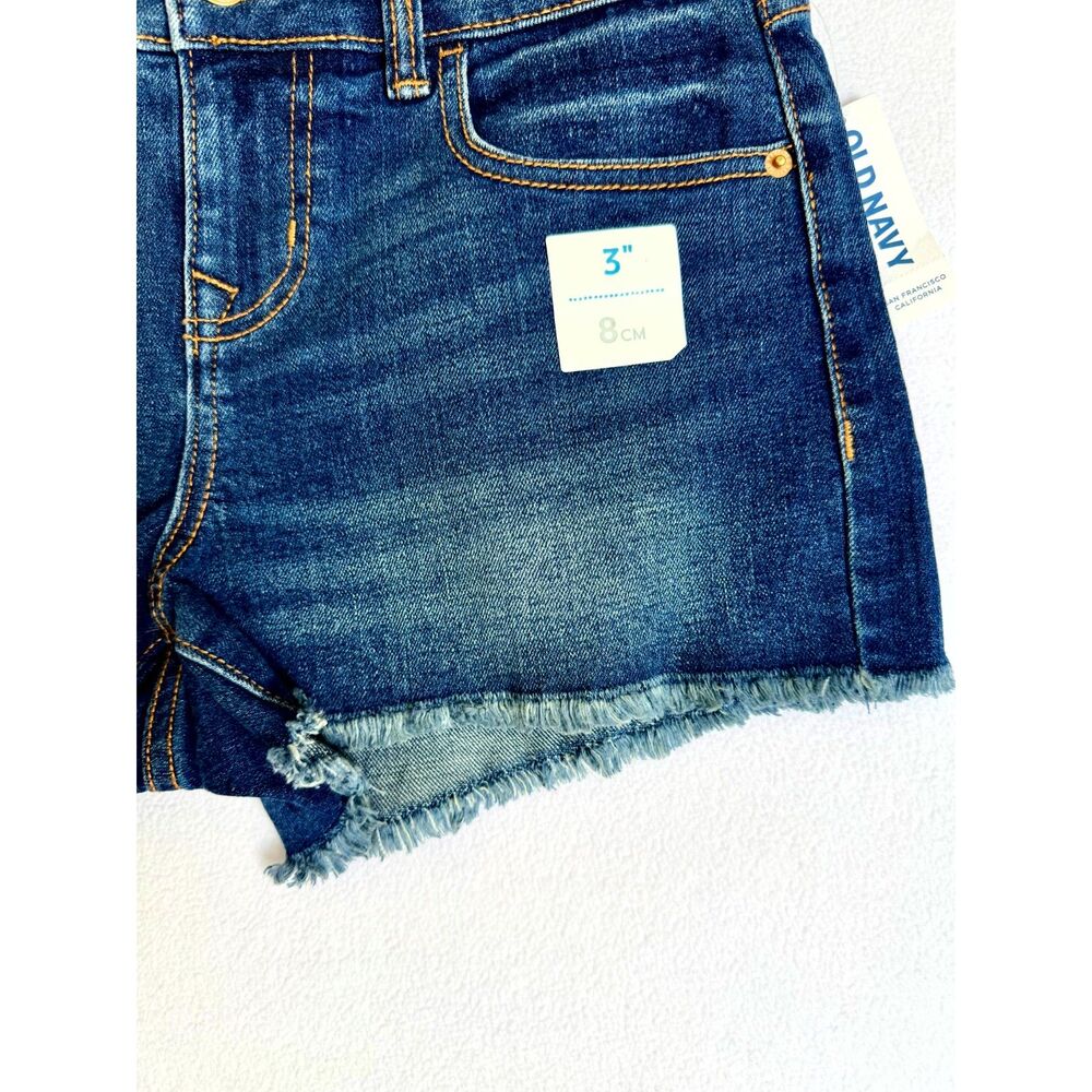 Old Navy Boyfriend Denim Shorts Women Size 2 Dark Wash Raw Hem Stretch NWT - Picture 7 of 11